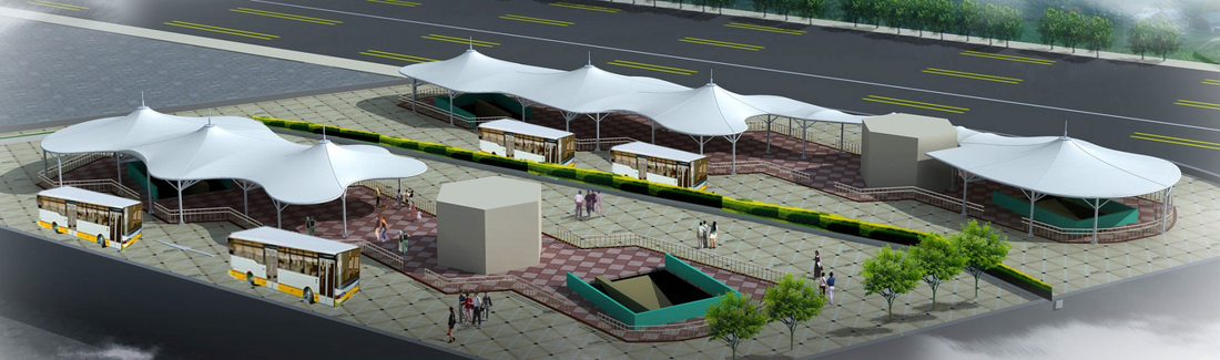 Membrane Structure 1200G Applied in Jiangsu Wuxi Railway Station Square PTFE Membrane Structure