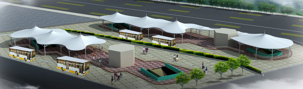 Membrane Structure 1200G Applied in Jiangsu Wuxi Railway Station Square PTFE Membrane Structure